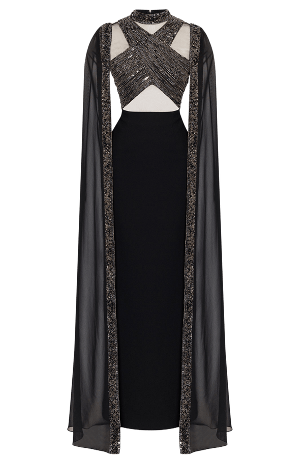 Sequined Cross Body Gown - ALBOUSHIYA - district 5 - dubai - riyadh - abaya - dresses - designers - evening wear - luxury - elegance - craftsmanship - gowns - cocktail dresses - collections - georges