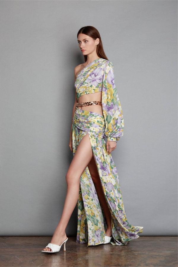 Sienna One Sleeve Gown - ALBOUSHIYA - district 5 - dubai - riyadh - abaya - dresses - designers - evening wear - luxury - elegance - craftsmanship - gowns - cocktail dresses - collections - georges