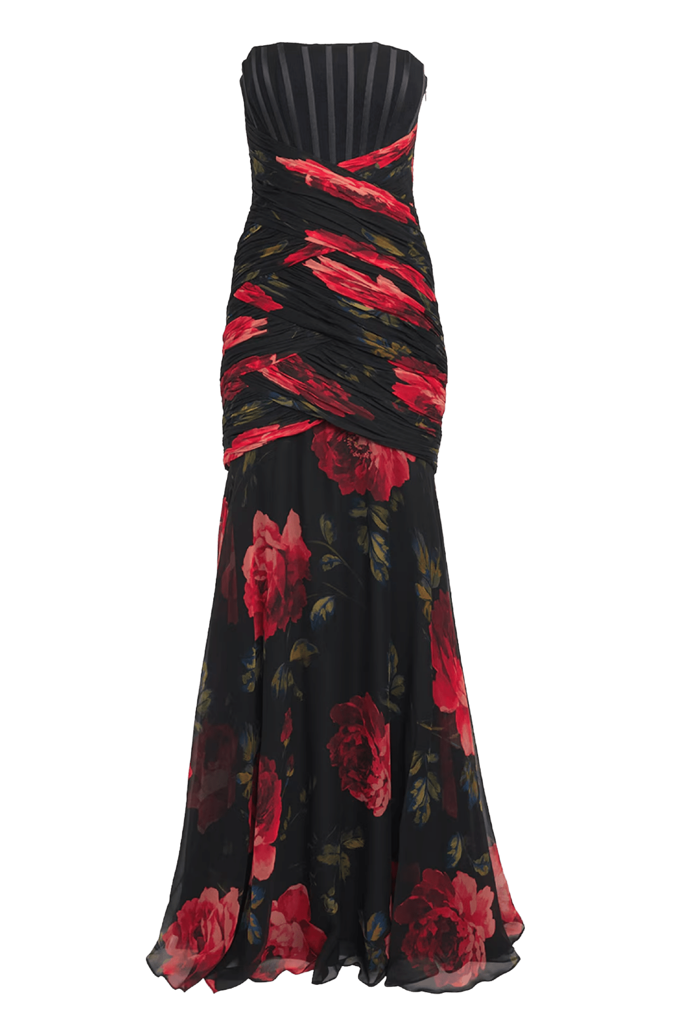 Silk Chiffon Floral Bustier Gown - ALBOUSHIYA - district 5 - dubai - riyadh - abaya - dresses - designers - evening wear - luxury - elegance - craftsmanship - gowns - cocktail dresses - collections - georges