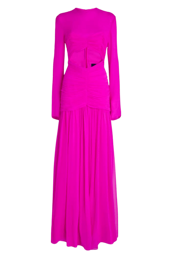 Silk Ruched Cut - Out Marilla Gown - ALBOUSHIYA - district 5 - dubai - riyadh - abaya - dresses - designers - evening wear - luxury - elegance - craftsmanship - gowns - cocktail dresses - collections - georges