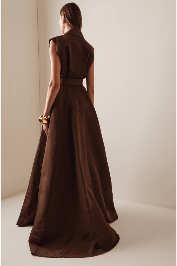 Silk Trench Gown - ALBOUSHIYA - district 5 - dubai - riyadh - abaya - dresses - designers - evening wear - luxury - elegance - craftsmanship - gowns - cocktail dresses - collections - georges