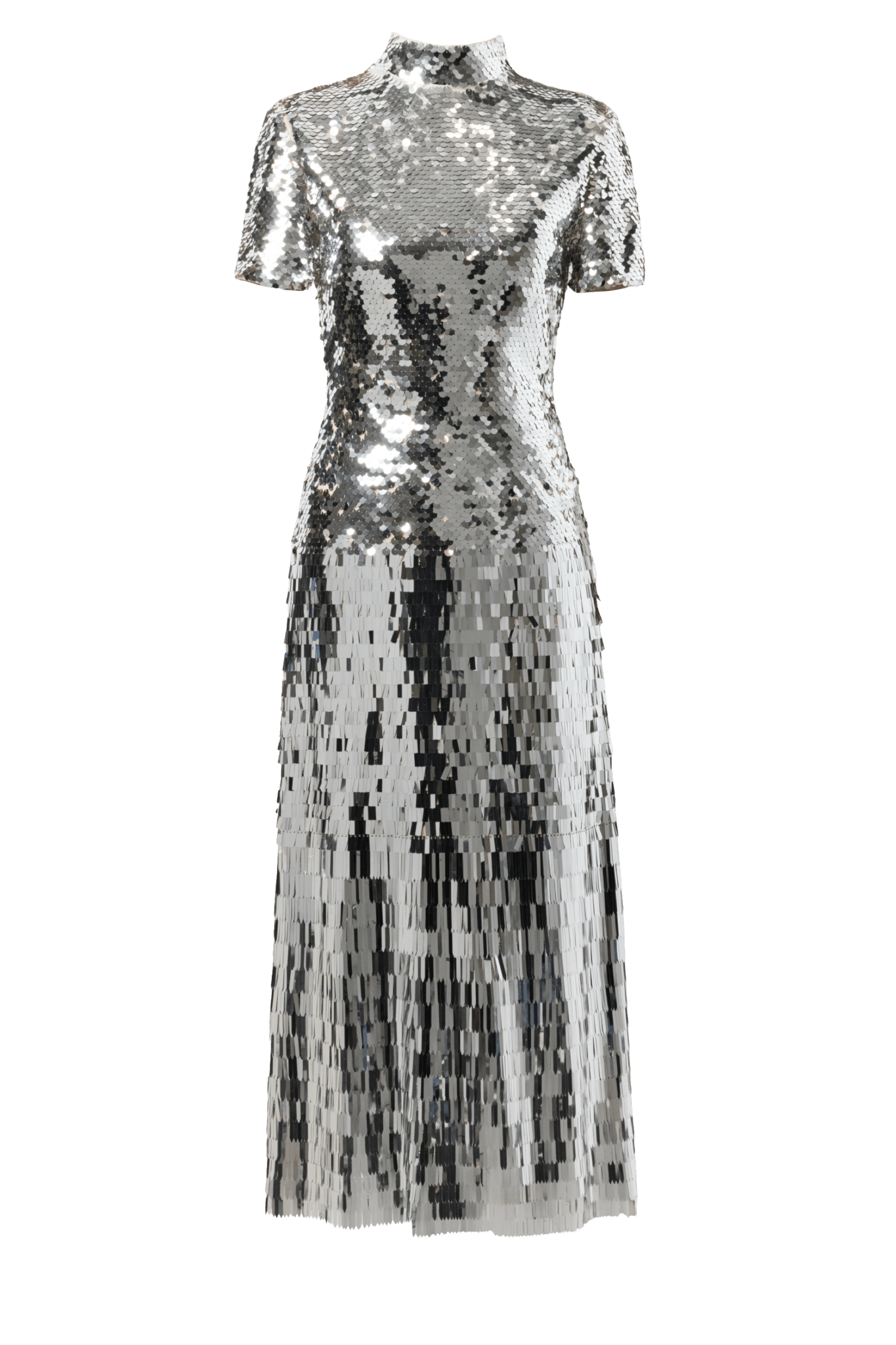 Silver Gradient Sequin Midi Dress - ALBOUSHIYA - district 5 - dubai - riyadh - abaya - dresses - designers - evening wear - luxury - elegance - craftsmanship - gowns - cocktail dresses - collections - georges