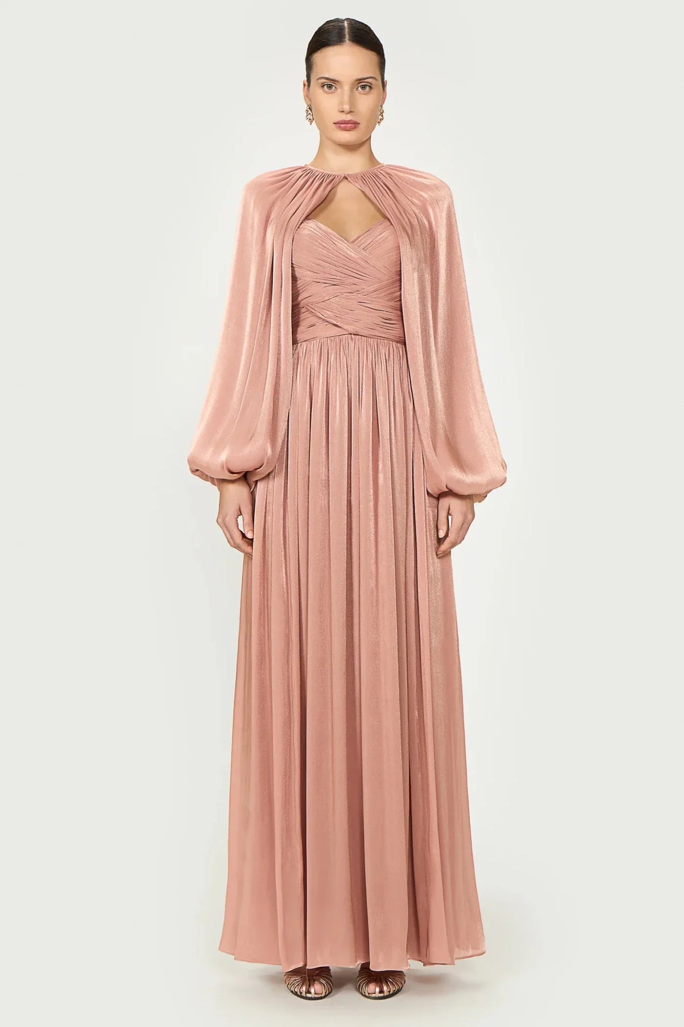 Sireen Lurex Georgette Dress - ALBOUSHIYA - district 5 - dubai - riyadh - abaya - dresses - designers - evening wear - luxury - elegance - craftsmanship - gowns - cocktail dresses - collections - georges