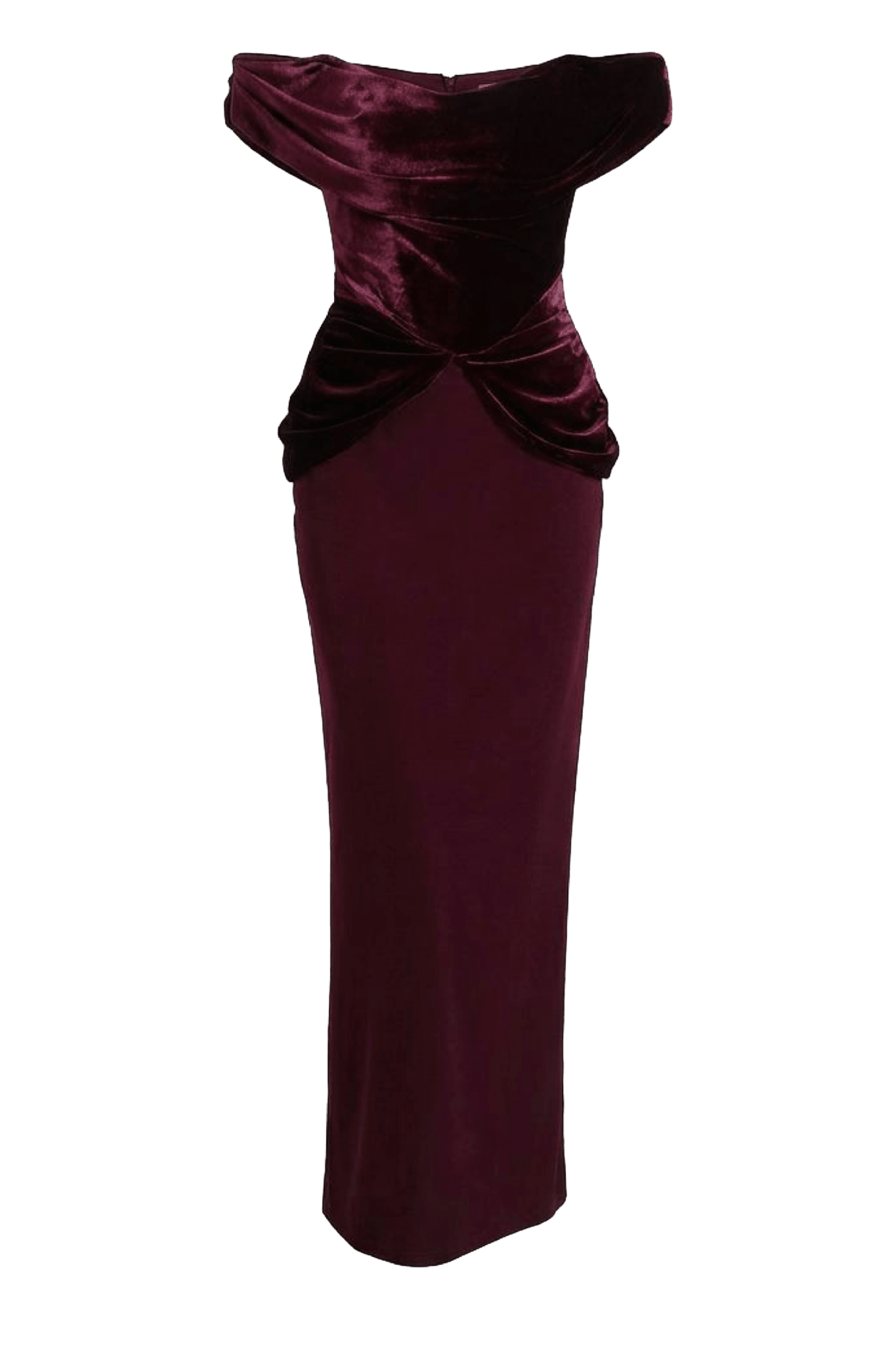 Siri Burgundy Velvet and Crepe Dress - ALBOUSHIYA - district 5 - dubai - riyadh - abaya - dresses - designers - evening wear - luxury - elegance - craftsmanship - gowns - cocktail dresses - collections - georges