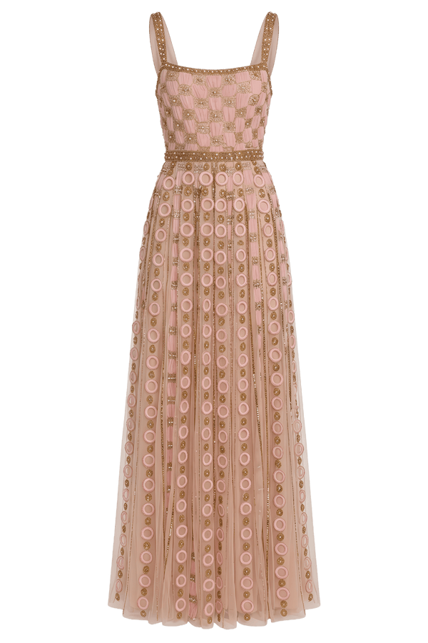 Sleeveless Embellished A - line Gown - ALBOUSHIYA - district 5 - dubai - riyadh - abaya - dresses - designers - evening wear - luxury - elegance - craftsmanship - gowns - cocktail dresses - collections - georges