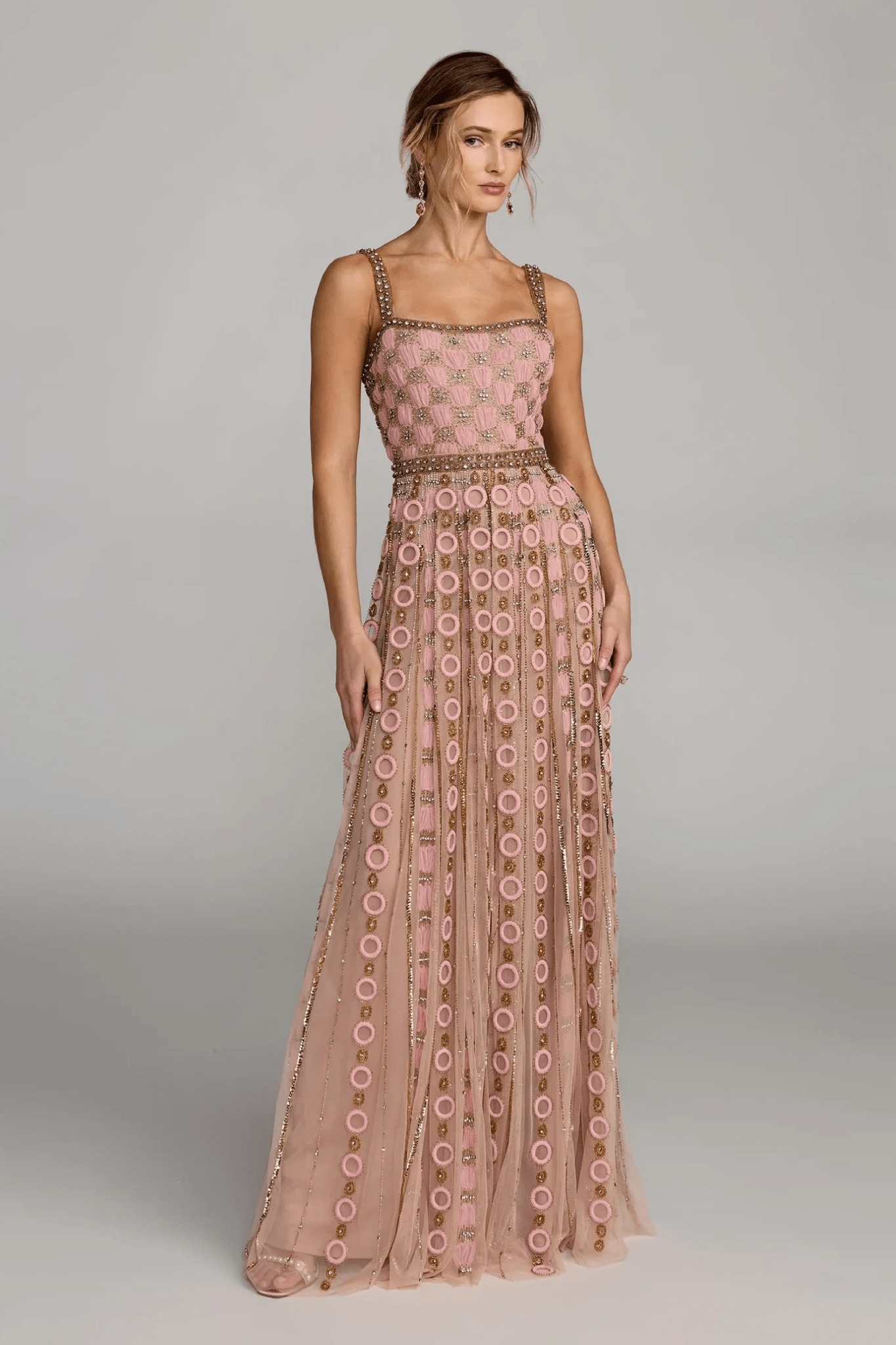 Sleeveless Embellished A - line Gown - ALBOUSHIYA - district 5 - dubai - riyadh - abaya - dresses - designers - evening wear - luxury - elegance - craftsmanship - gowns - cocktail dresses - collections - georges