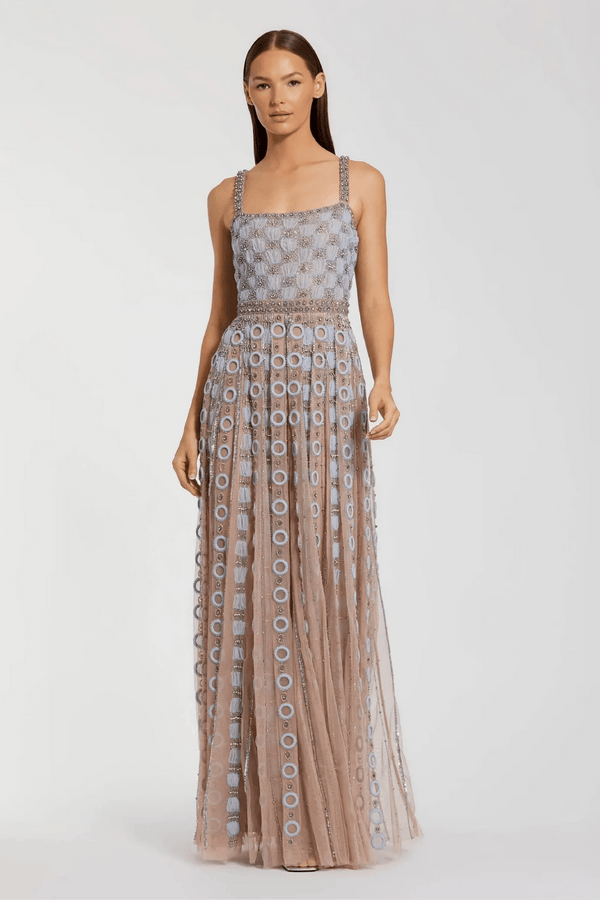 Sleeveless Embellished A - line Gown - ALBOUSHIYA - district 5 - dubai - riyadh - abaya - dresses - designers - evening wear - luxury - elegance - craftsmanship - gowns - cocktail dresses - collections - georges