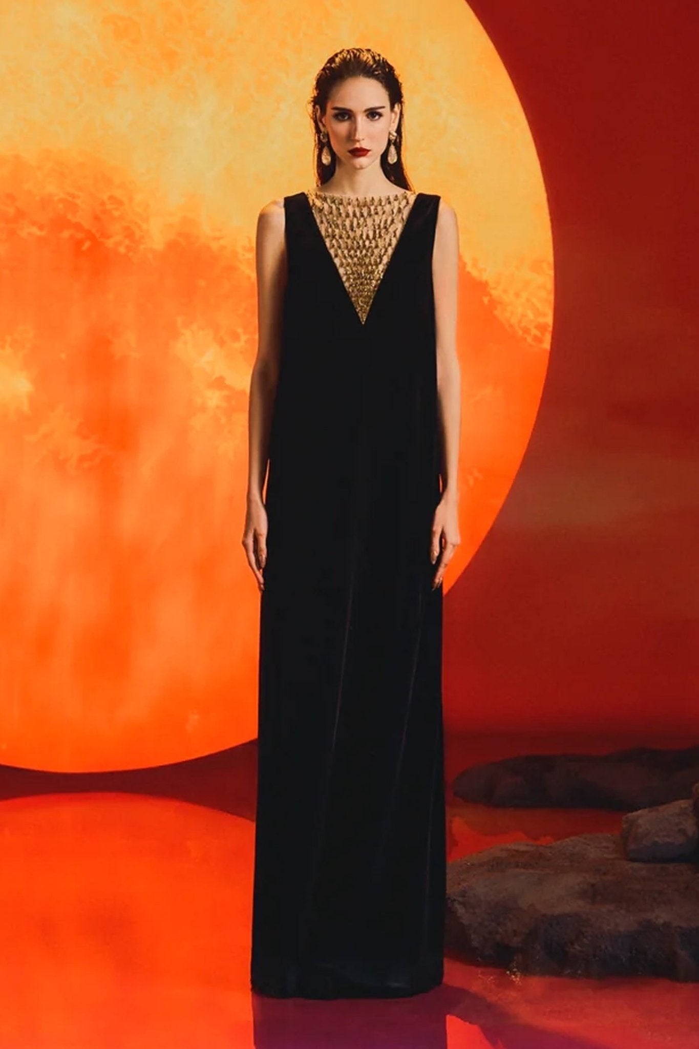 Sleeveless See - Through Chest Dress - ALBOUSHIYA - district 5 - dubai - riyadh - abaya - dresses - designers - evening wear - luxury - elegance - craftsmanship - gowns - cocktail dresses - collections - georges