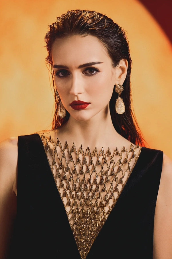 Sleeveless See - Through Chest Dress - ALBOUSHIYA - district 5 - dubai - riyadh - abaya - dresses - designers - evening wear - luxury - elegance - craftsmanship - gowns - cocktail dresses - collections - georges