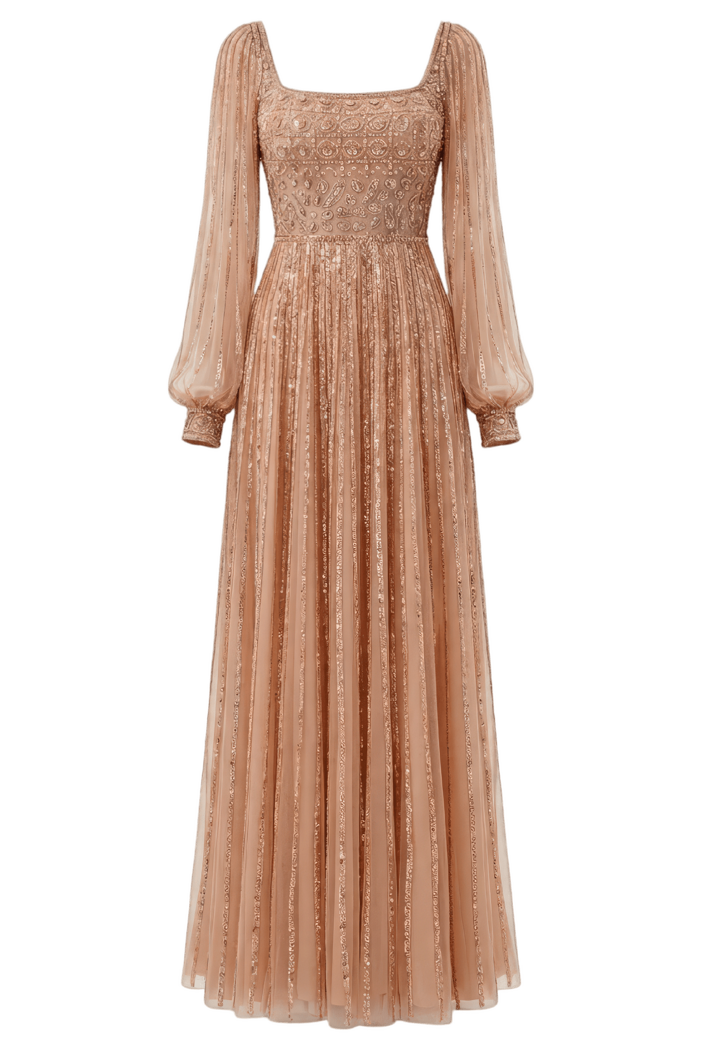 Square Neck Embellished Evening Gown - ALBOUSHIYA - district 5 - dubai - riyadh - abaya - dresses - designers - evening wear - luxury - elegance - craftsmanship - gowns - cocktail dresses - collections - georges