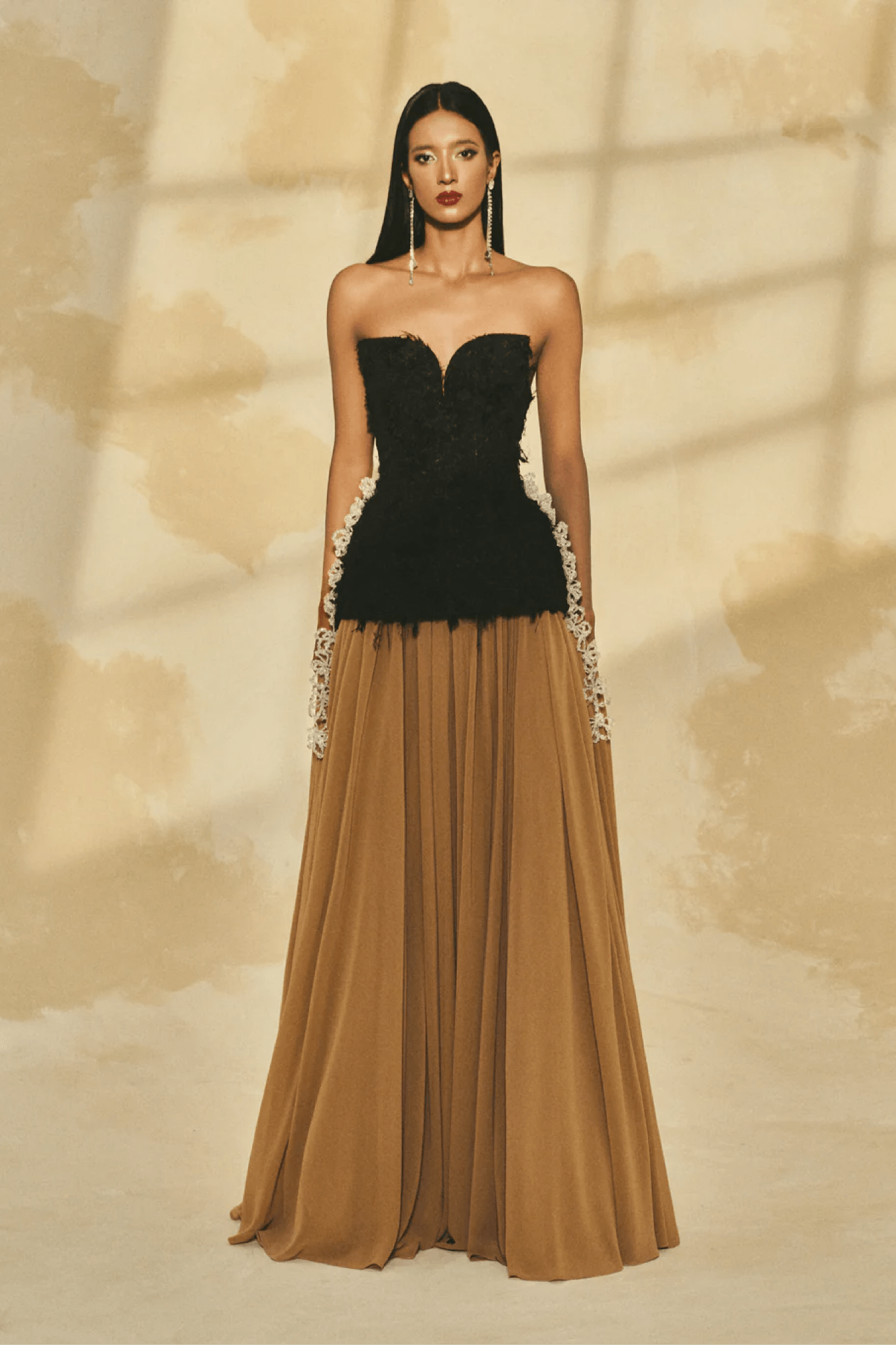Strapless 3D Crystal Maxi Dress - ALBOUSHIYA - district 5 - dubai - riyadh - abaya - dresses - designers - evening wear - luxury - elegance - craftsmanship - gowns - cocktail dresses - collections - georges