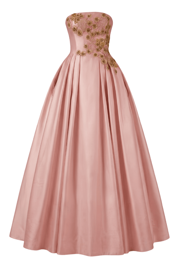 Strapless Ball Gown with Beaded Bodice - ALBOUSHIYA - district 5 - dubai - riyadh - abaya - dresses - designers - evening wear - luxury - elegance - craftsmanship - gowns - cocktail dresses - collections - georges