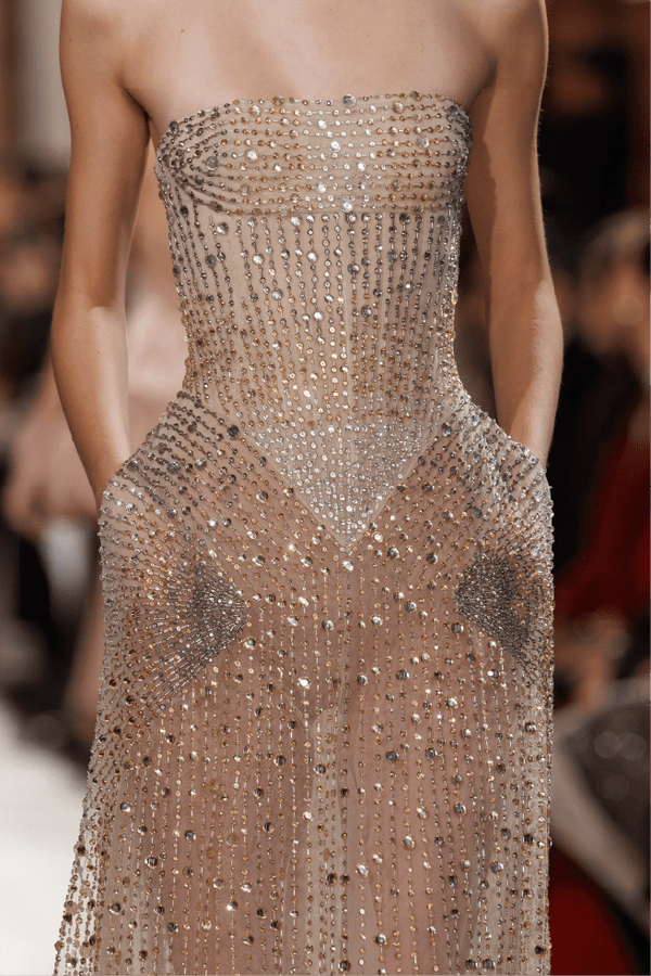 Strapless Beaded Long Dress - ALBOUSHIYA - district 5 - dubai - riyadh - abaya - dresses - designers - evening wear - luxury - elegance - craftsmanship - gowns - cocktail dresses - collections - georges