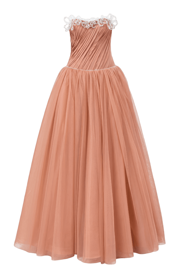 Strapless Draped Ball Gown - ALBOUSHIYA - district 5 - dubai - riyadh - abaya - dresses - designers - evening wear - luxury - elegance - craftsmanship - gowns - cocktail dresses - collections - georges
