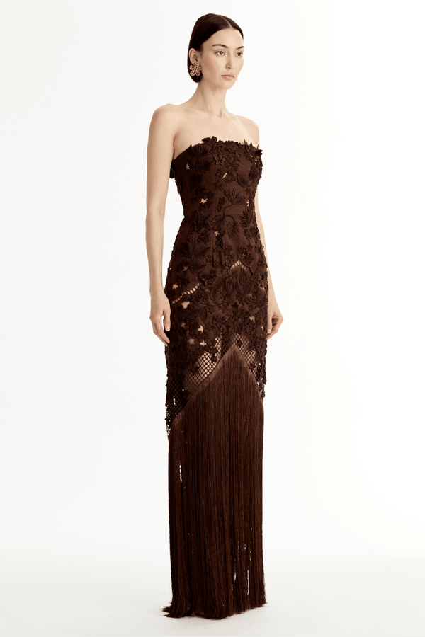 Strapless Lace Embroidered Gown - ALBOUSHIYA - district 5 - dubai - riyadh - abaya - dresses - designers - evening wear - luxury - elegance - craftsmanship - gowns - cocktail dresses - collections - georges