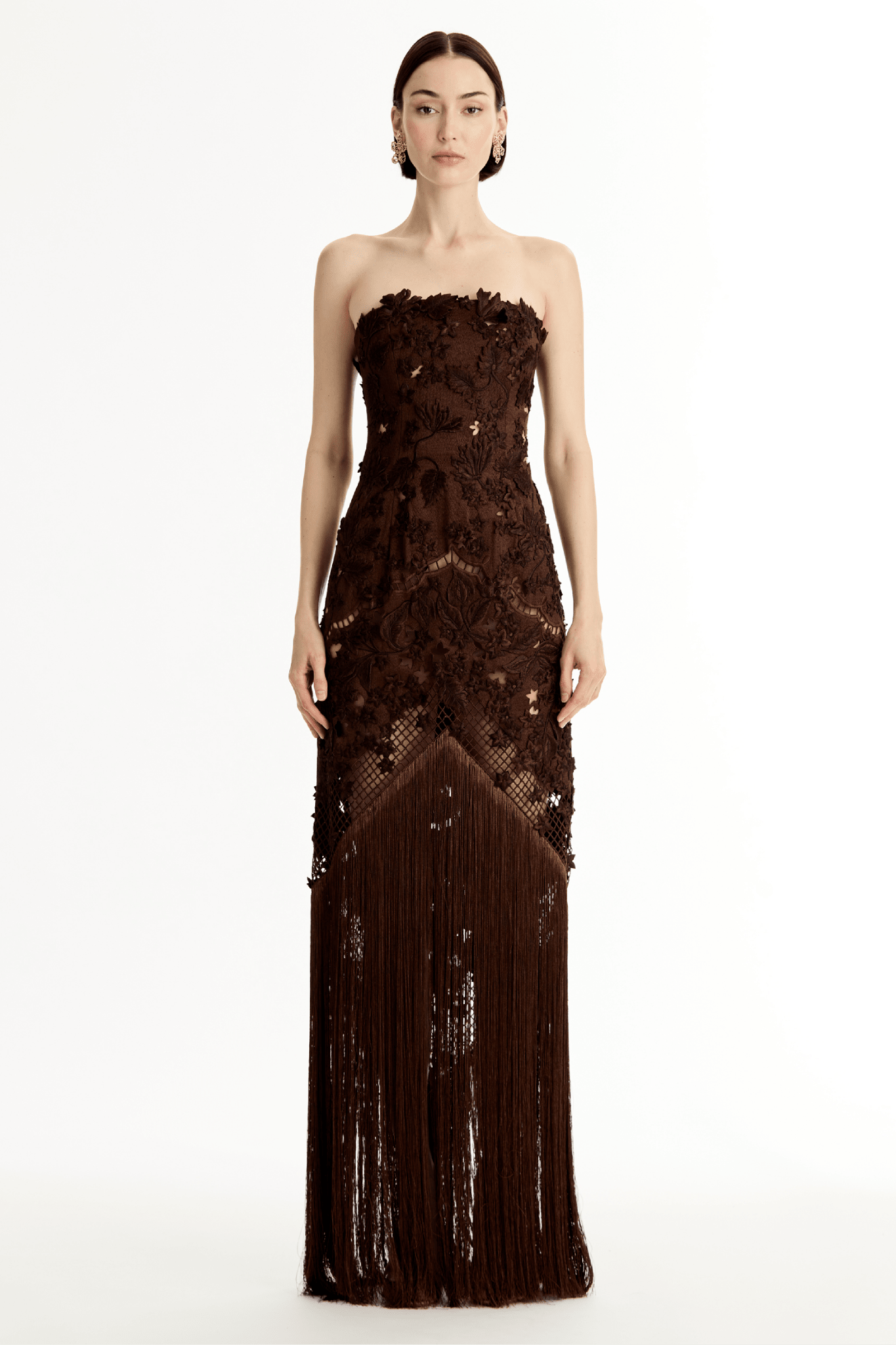 Strapless Lace Embroidered Gown - ALBOUSHIYA - district 5 - dubai - riyadh - abaya - dresses - designers - evening wear - luxury - elegance - craftsmanship - gowns - cocktail dresses - collections - georges
