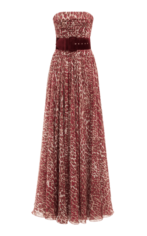 Strapless Leopard Corset Gown - ALBOUSHIYA - district 5 - dubai - riyadh - abaya - dresses - designers - evening wear - luxury - elegance - craftsmanship - gowns - cocktail dresses - collections - georges