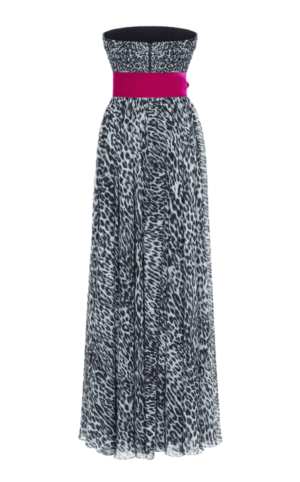 Strapless Leopard Corset Gown - ALBOUSHIYA - district 5 - dubai - riyadh - abaya - dresses - designers - evening wear - luxury - elegance - craftsmanship - gowns - cocktail dresses - collections - georges