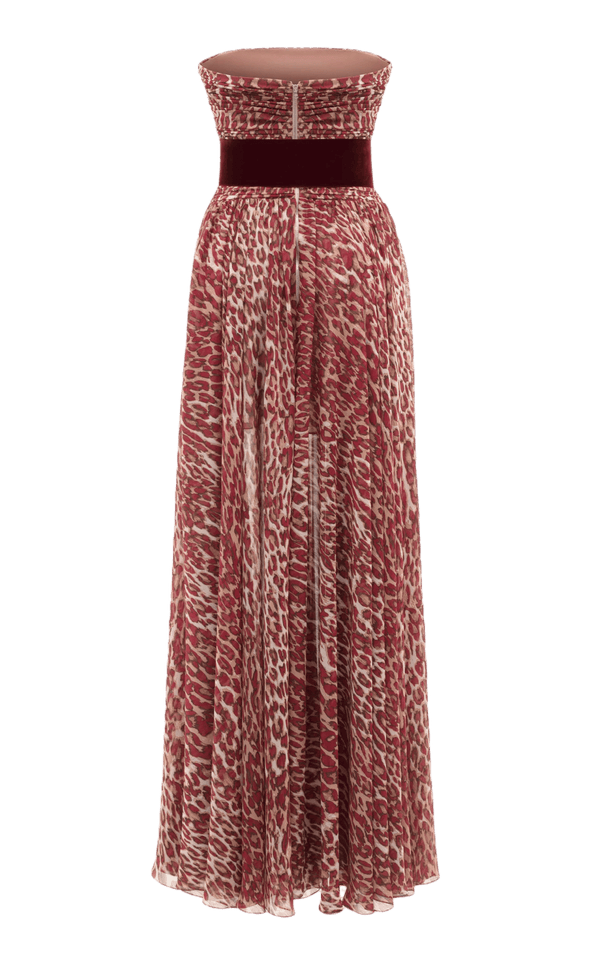 Strapless Leopard Corset Gown - ALBOUSHIYA - district 5 - dubai - riyadh - abaya - dresses - designers - evening wear - luxury - elegance - craftsmanship - gowns - cocktail dresses - collections - georges