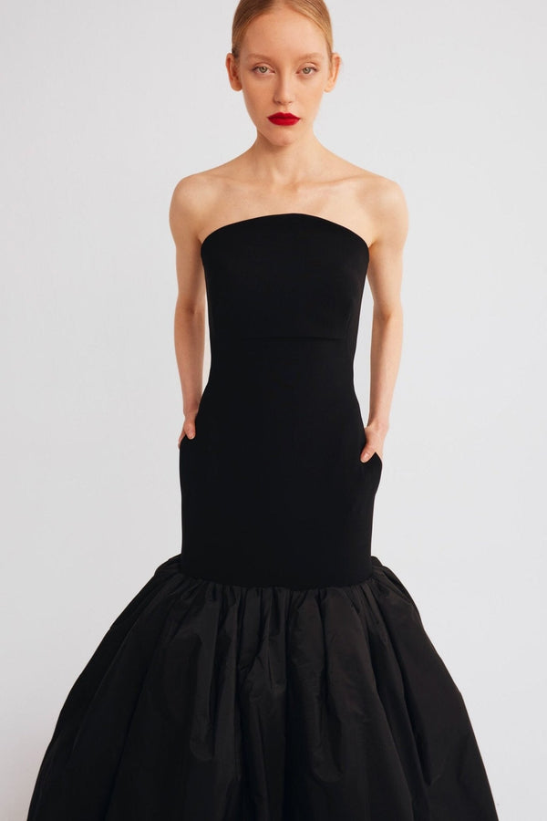 Strapless Mermaid Dress with Dramatic Pleats - ALBOUSHIYA - district 5 - dubai - riyadh - abaya - dresses - designers - evening wear - luxury - elegance - craftsmanship - gowns - cocktail dresses - collections - georges