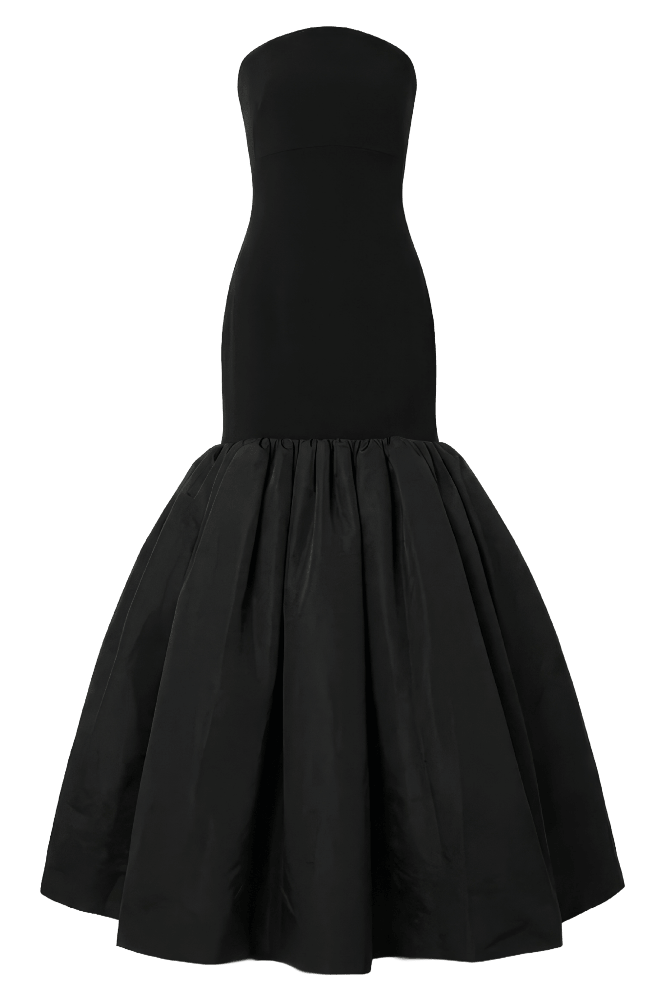 Strapless Sculptural Black Evening Gown - ALBOUSHIYA - district 5 - dubai - riyadh - abaya - dresses - designers - evening wear - luxury - elegance - craftsmanship - gowns - cocktail dresses - collections - georges
