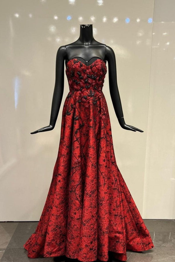 Strapless Sweetheart A Line Ball Gown - ALBOUSHIYA - district 5 - dubai - riyadh - abaya - dresses - designers - evening wear - luxury - elegance - craftsmanship - gowns - cocktail dresses - collections - georges