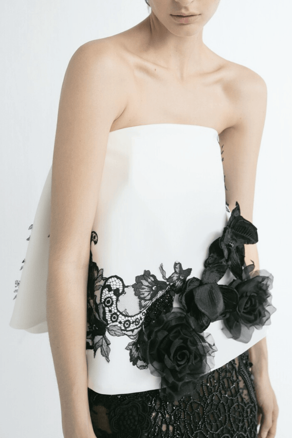 Strapless Top with Slim Skirt - ALBOUSHIYA - district 5 - dubai - riyadh - abaya - dresses - designers - evening wear - luxury - elegance - craftsmanship - gowns - cocktail dresses - collections - georges