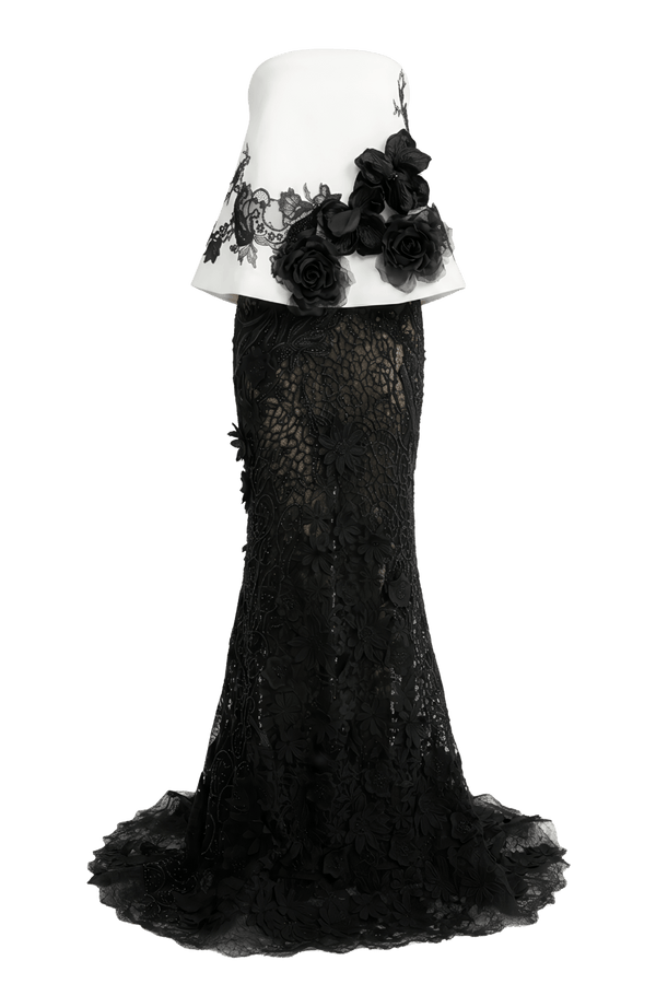 Strapless Top with Slim Skirt - ALBOUSHIYA - district 5 - dubai - riyadh - abaya - dresses - designers - evening wear - luxury - elegance - craftsmanship - gowns - cocktail dresses - collections - georges