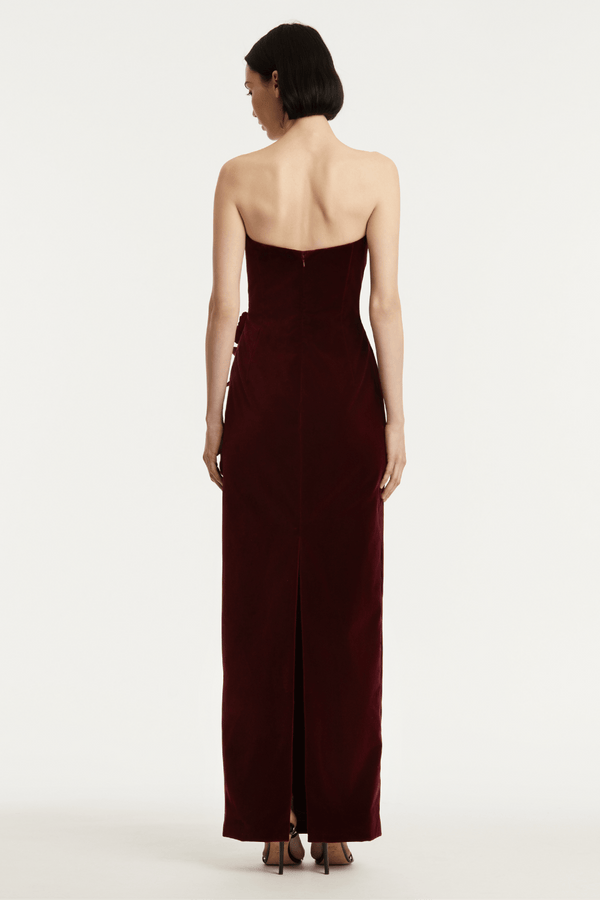 Strapless Velvet Appliqué Gown - ALBOUSHIYA - district 5 - dubai - riyadh - abaya - dresses - designers - evening wear - luxury - elegance - craftsmanship - gowns - cocktail dresses - collections - georges