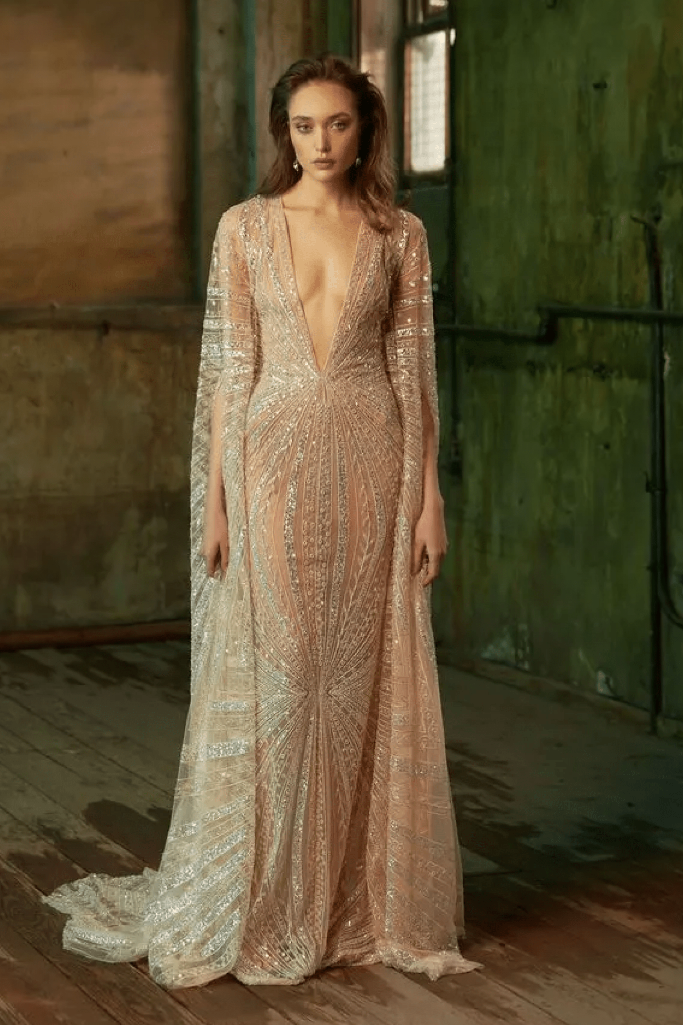 Sun Sequin Cape Gown - ALBOUSHIYA - district 5 - dubai - riyadh - abaya - dresses - designers - evening wear - luxury - elegance - craftsmanship - gowns - cocktail dresses - collections - georges