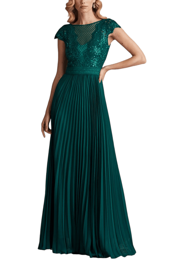 Surette Sequin Embroidered & Pleated Chiffon Gown - ALBOUSHIYA - district 5 - dubai - riyadh - abaya - dresses - designers - evening wear - luxury - elegance - craftsmanship - gowns - cocktail dresses - collections - georges
