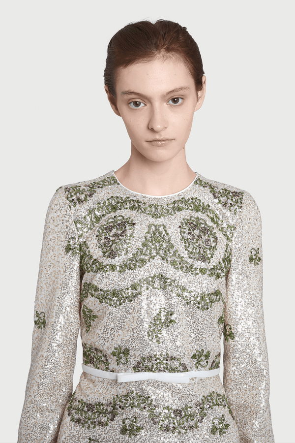 Tapistry Sequin - Embroidered Long Dress - ALBOUSHIYA - district 5 - dubai - riyadh - abaya - dresses - designers - evening wear - luxury - elegance - craftsmanship - gowns - cocktail dresses - collections - georges