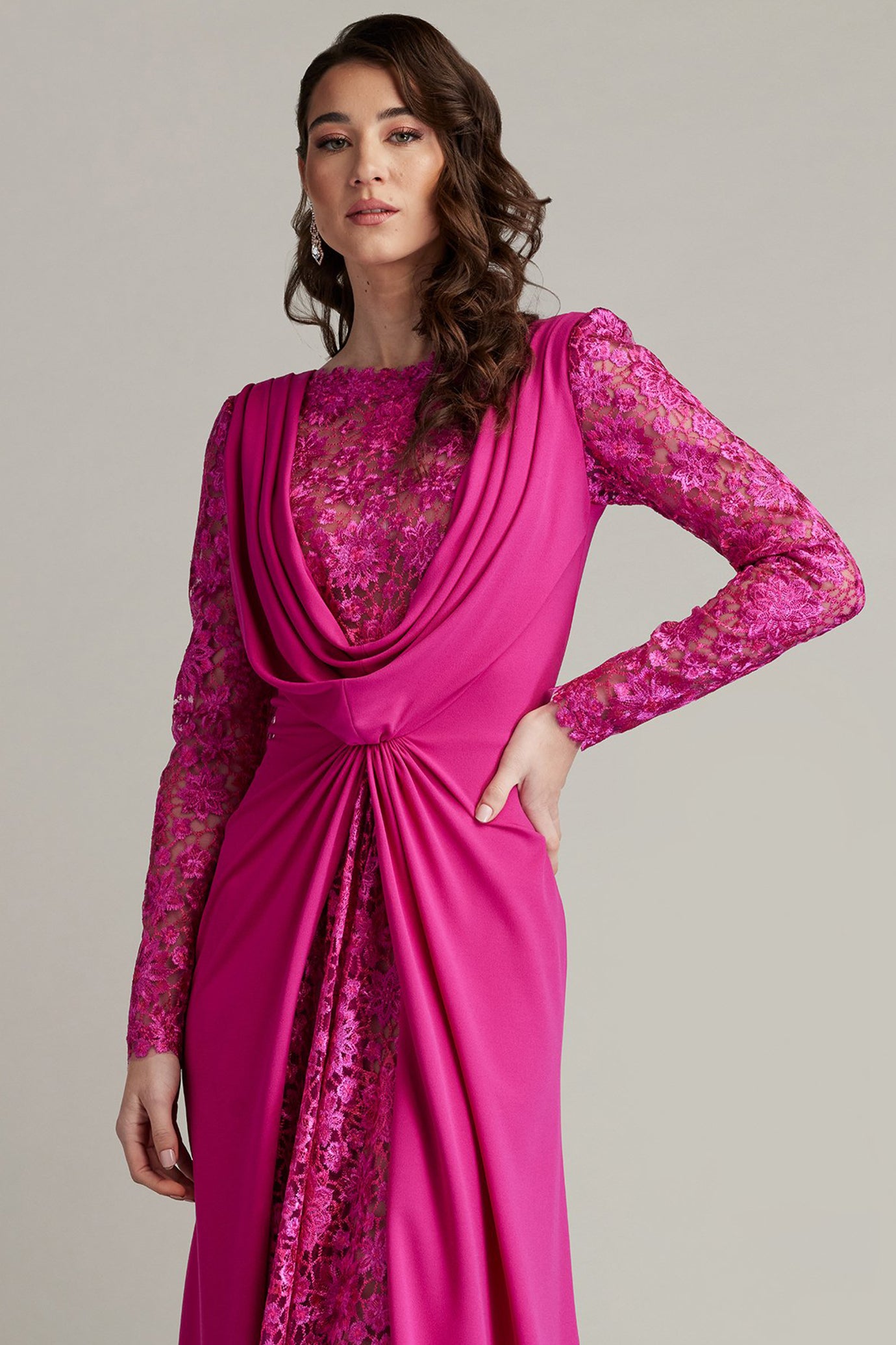 Sedona Crepe Overlay Embroidered Gown