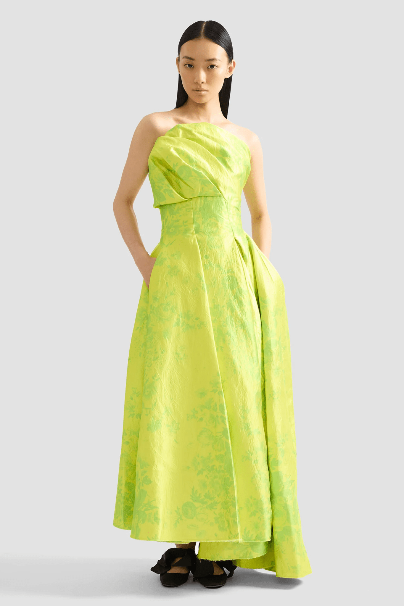Textured Satin Cloud Midi Dress - ALBOUSHIYA - district 5 - dubai - riyadh - abaya - dresses - designers - evening wear - luxury - elegance - craftsmanship - gowns - cocktail dresses - collections - georges