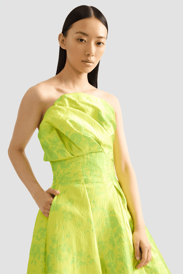 Textured Satin Cloud Midi Dress - ALBOUSHIYA - district 5 - dubai - riyadh - abaya - dresses - designers - evening wear - luxury - elegance - craftsmanship - gowns - cocktail dresses - collections - georges