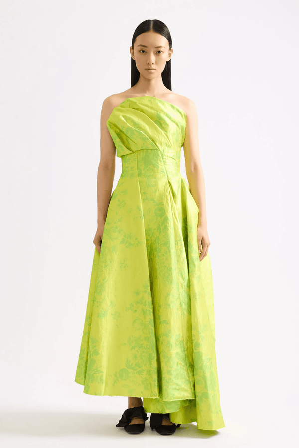 Textured Satin Cloud Midi Dress - ALBOUSHIYA - district 5 - dubai - riyadh - abaya - dresses - designers - evening wear - luxury - elegance - craftsmanship - gowns - cocktail dresses - collections - georges