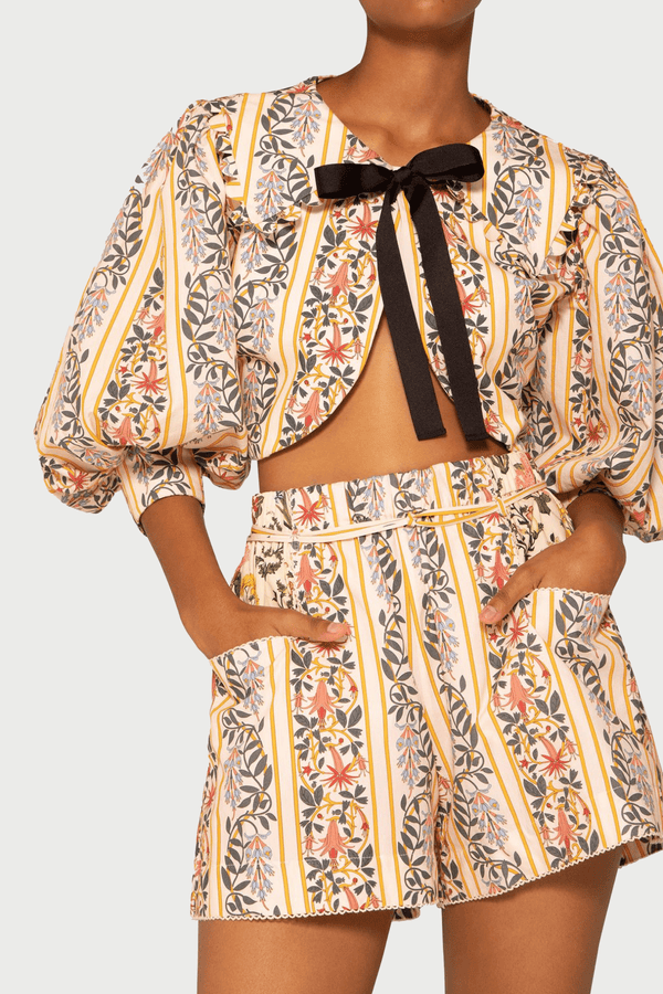 Trebol Floral Cotton Shorts - ALBOUSHIYA - district 5 - dubai - riyadh - abaya - dresses - designers - evening wear - luxury - elegance - craftsmanship - gowns - cocktail dresses - collections - georges