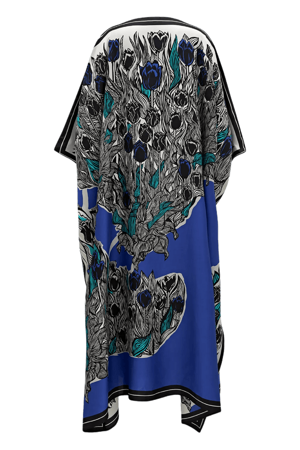 Tulips Caftan in Blue - ALBOUSHIYA - district 5 - dubai - riyadh - abaya - dresses - designers - evening wear - luxury - elegance - craftsmanship - gowns - cocktail dresses - collections - georges