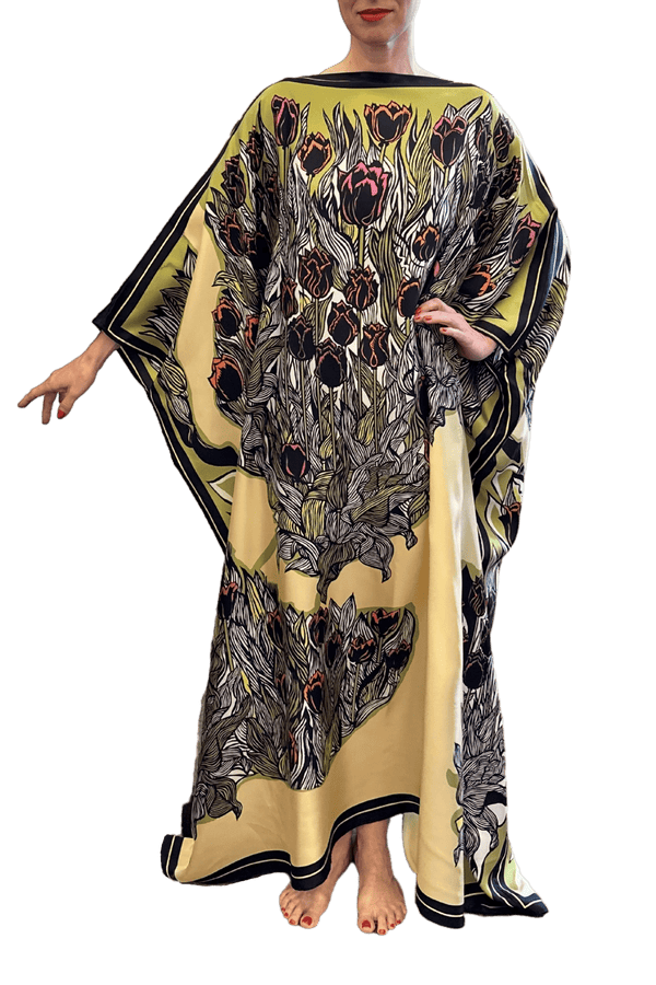 Tulips Caftan in Yellow - ALBOUSHIYA - district 5 - dubai - riyadh - abaya - dresses - designers - evening wear - luxury - elegance - craftsmanship - gowns - cocktail dresses - collections - georges