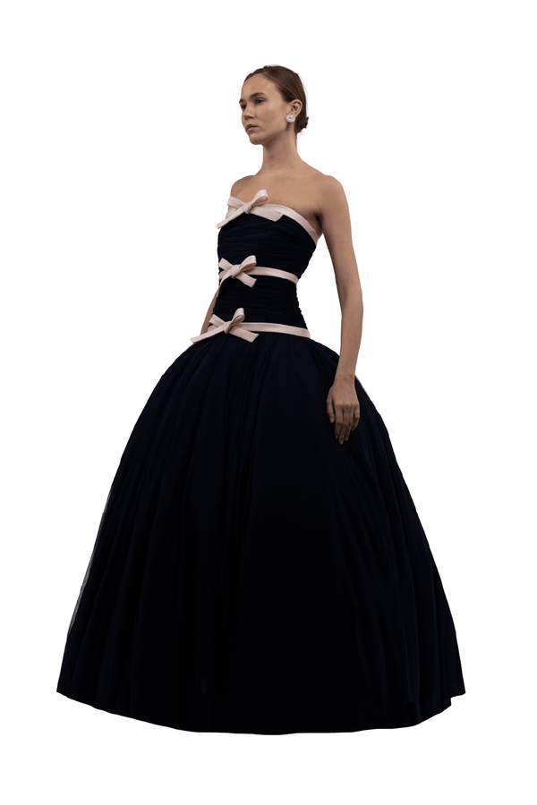 Tulle 3 Bows Dress - ALBOUSHIYA - district 5 - dubai - riyadh - abaya - dresses - designers - evening wear - luxury - elegance - craftsmanship - gowns - cocktail dresses - collections - georges