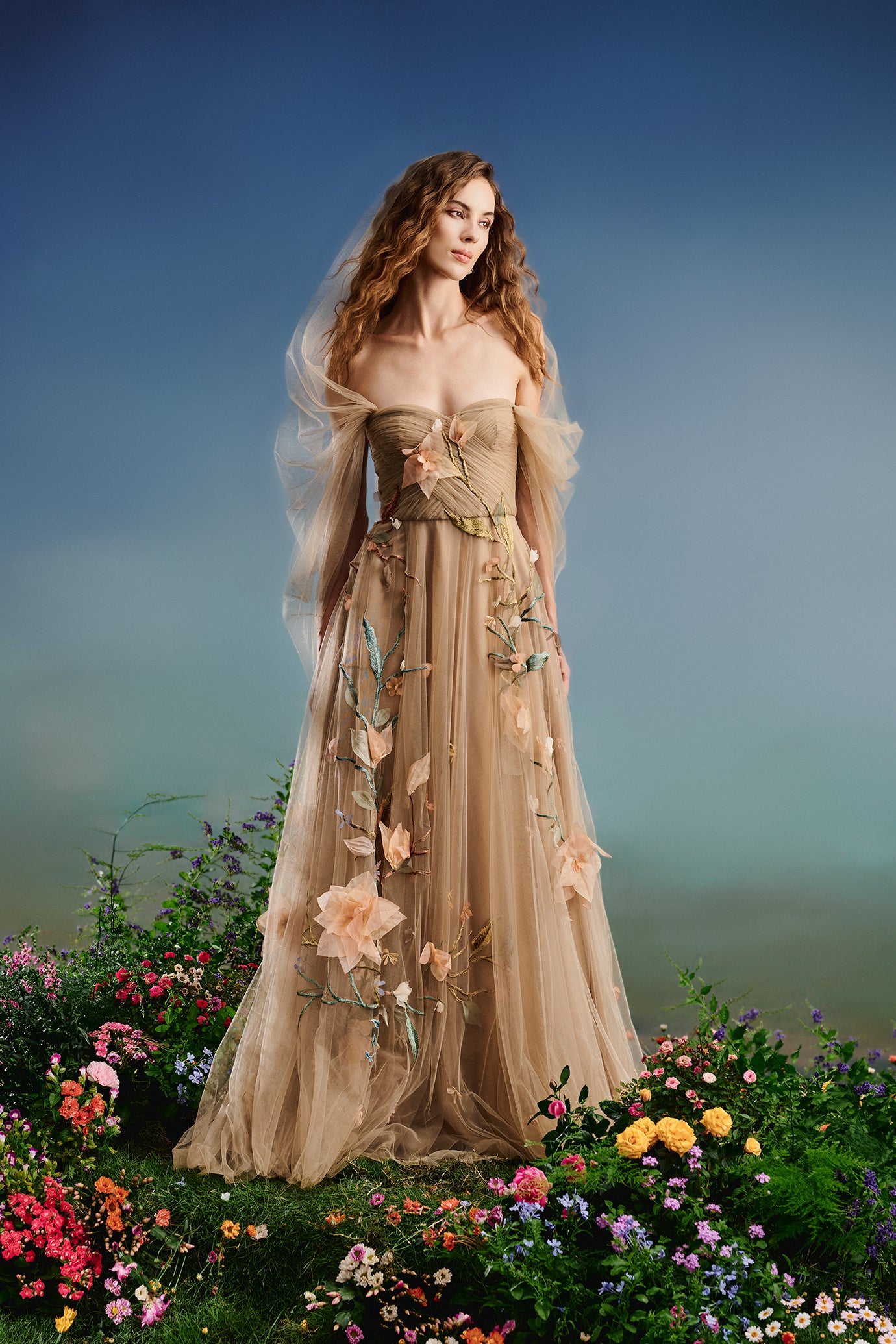 Ethereal Blossom A Line Gown