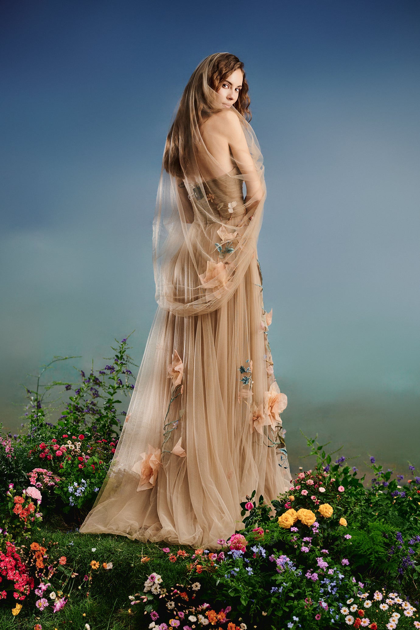 Ethereal Blossom A Line Gown