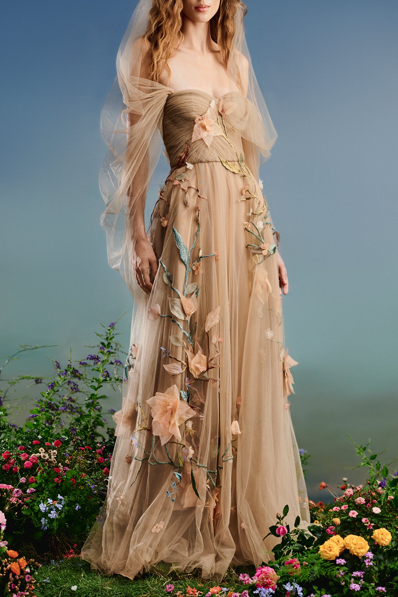 Ethereal Blossom A Line Gown