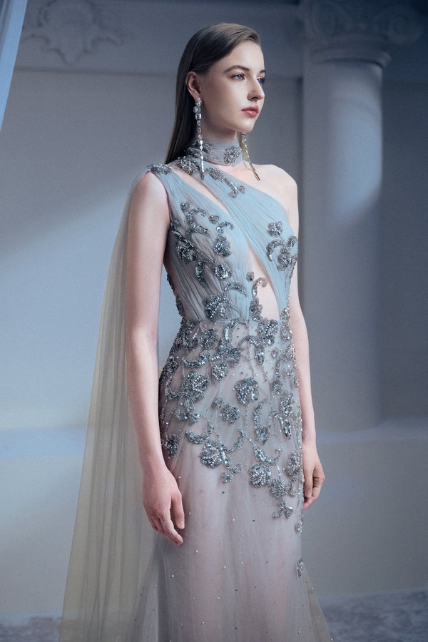 Twilight Elegance Gown - ALBOUSHIYA - district 5 - dubai - riyadh - abaya - dresses - designers - evening wear - luxury - elegance - craftsmanship - gowns - cocktail dresses - collections - georges