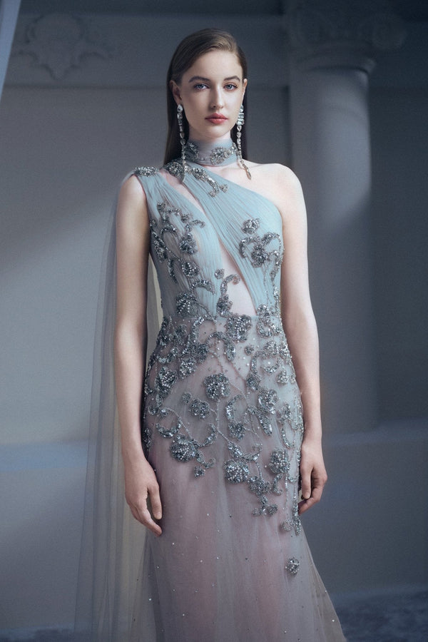 Twilight Elegance Gown - ALBOUSHIYA - district 5 - dubai - riyadh - abaya - dresses - designers - evening wear - luxury - elegance - craftsmanship - gowns - cocktail dresses - collections - georges