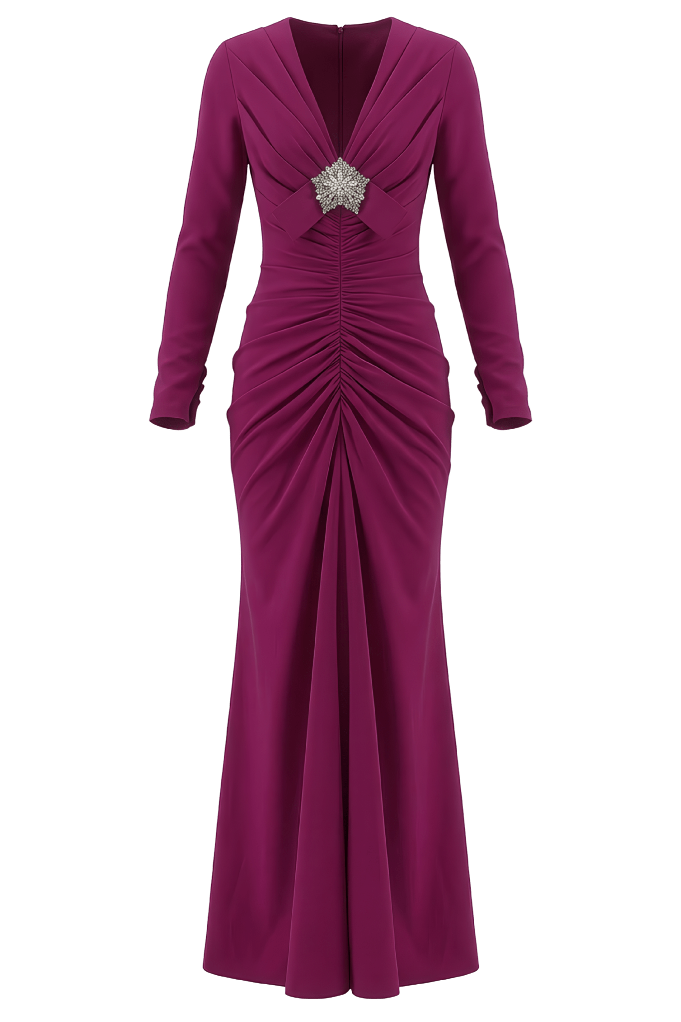 V - Neck Ruched Jersey Gown - ALBOUSHIYA - district 5 - dubai - riyadh - abaya - dresses - designers - evening wear - luxury - elegance - craftsmanship - gowns - cocktail dresses - collections - georges