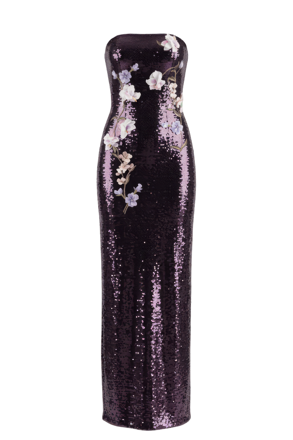 Violet Floral Sequin Gown