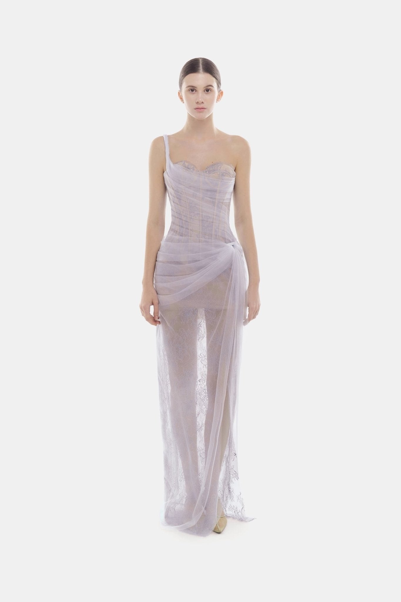 Violet Mara Dress - ALBOUSHIYA - district 5 - dubai - riyadh - abaya - dresses - designers - evening wear - luxury - elegance - craftsmanship - gowns - cocktail dresses - collections - georges