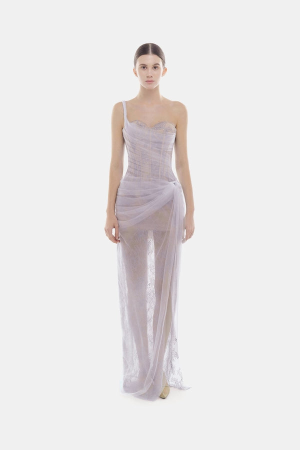 Violet Mara Dress - ALBOUSHIYA - district 5 - dubai - riyadh - abaya - dresses - designers - evening wear - luxury - elegance - craftsmanship - gowns - cocktail dresses - collections - georges