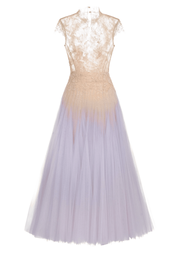 Violet Ombré Lace Dress - ALBOUSHIYA - district 5 - dubai - riyadh - abaya - dresses - designers - evening wear - luxury - elegance - craftsmanship - gowns - cocktail dresses - collections - georges
